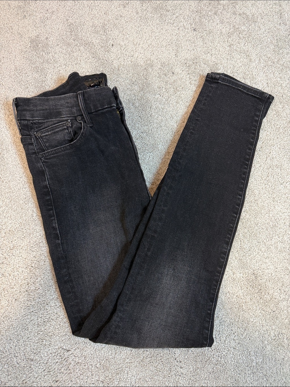 MOTHER High Waisted Looker Black Skinny Jeans